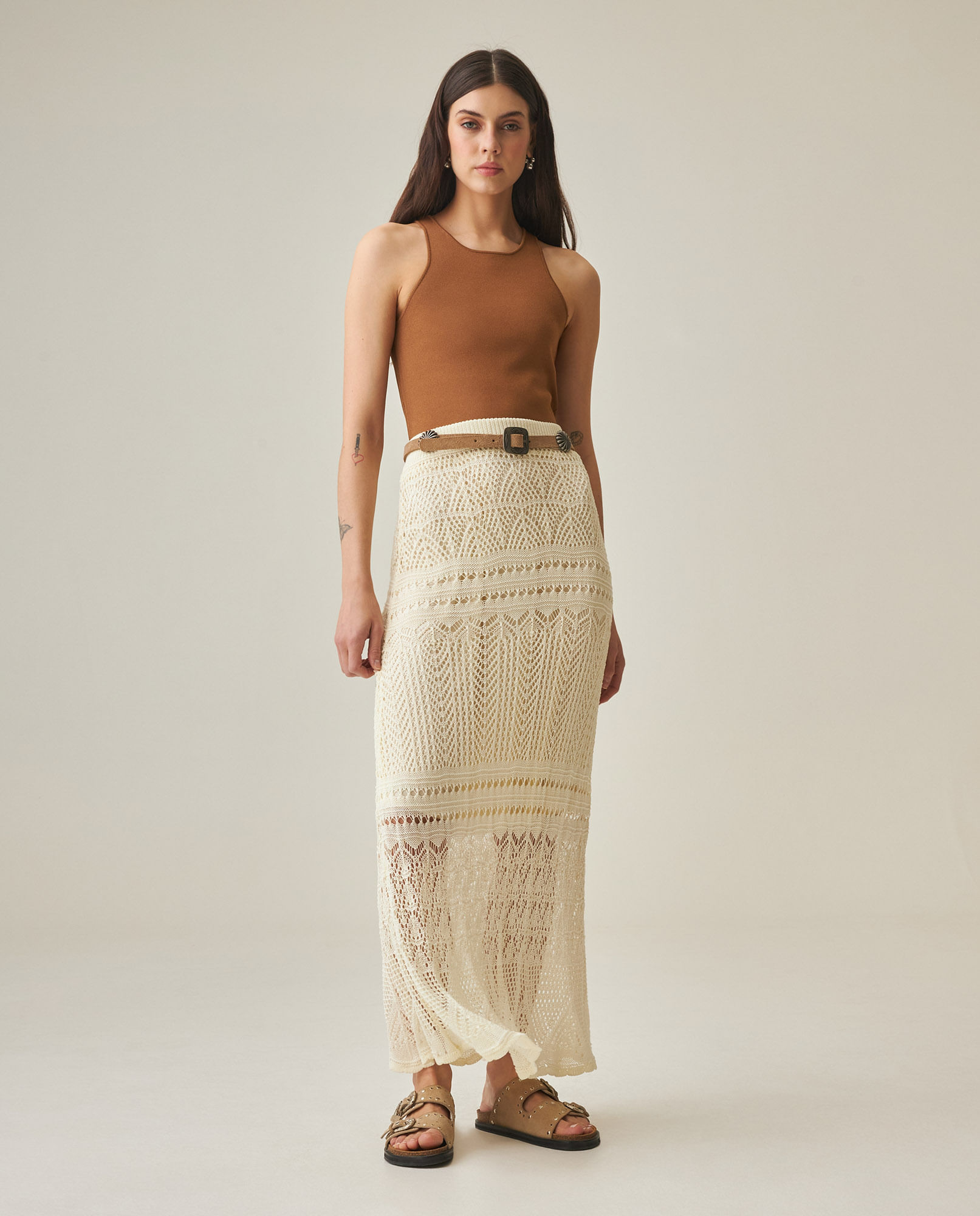 Falda Midi Tejida para Mujer