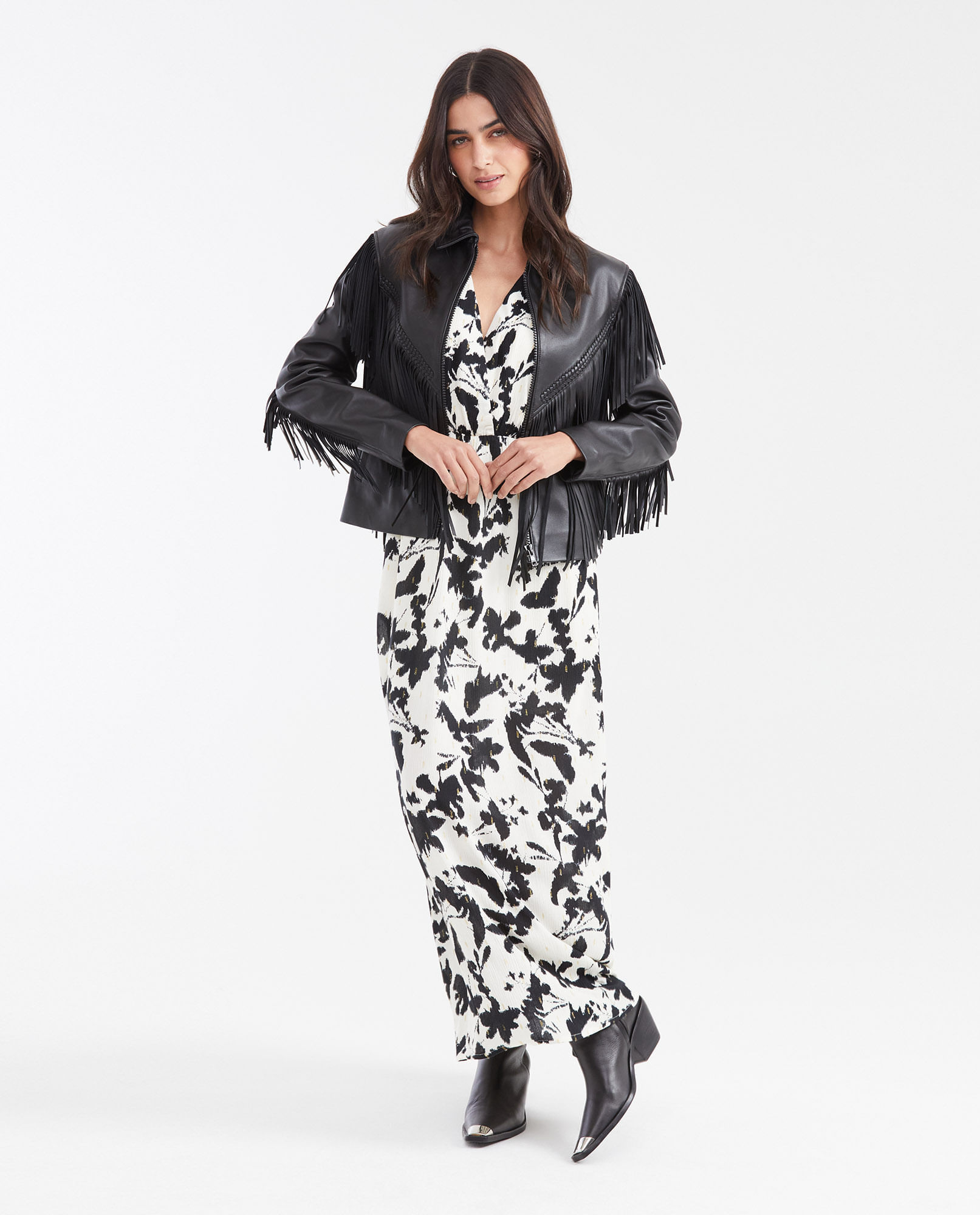 Vestido Femenino Manga Corta Rayón-Lurex