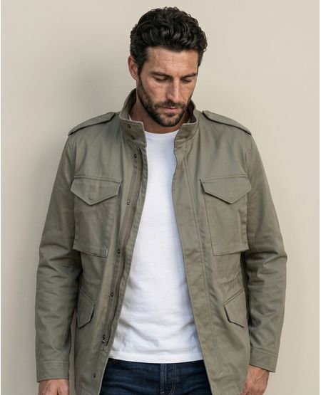 Chaqueta de Hombre, Tipo Parka Militar - Algodón + Elastano