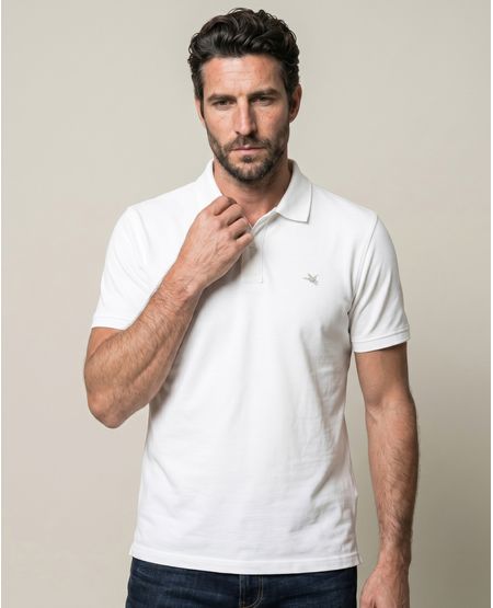 Camisa Polo de Hombre Classic Fit Manga Corta Tela Piqué Diagonal en Mezcla de Algodón