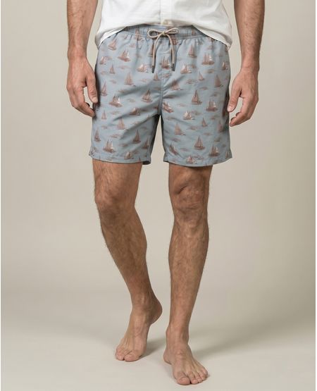 Bermuda de Hombre de Playa Mini Print de Barcos Panty Interno en Poliéster Reciclado