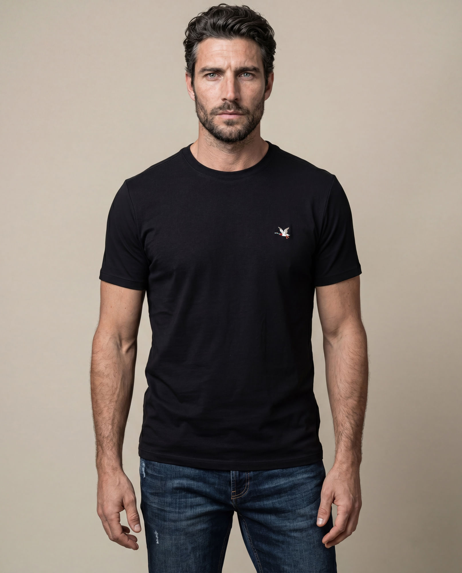 Camiseta Básica de Hombre, Slim Fit Cuello Redondo - Algodón Pima