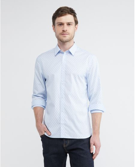 Camisa Premium de Hombre, Slim Fit Manga Larga - Mini Print Coolmax + Wrinkle Free