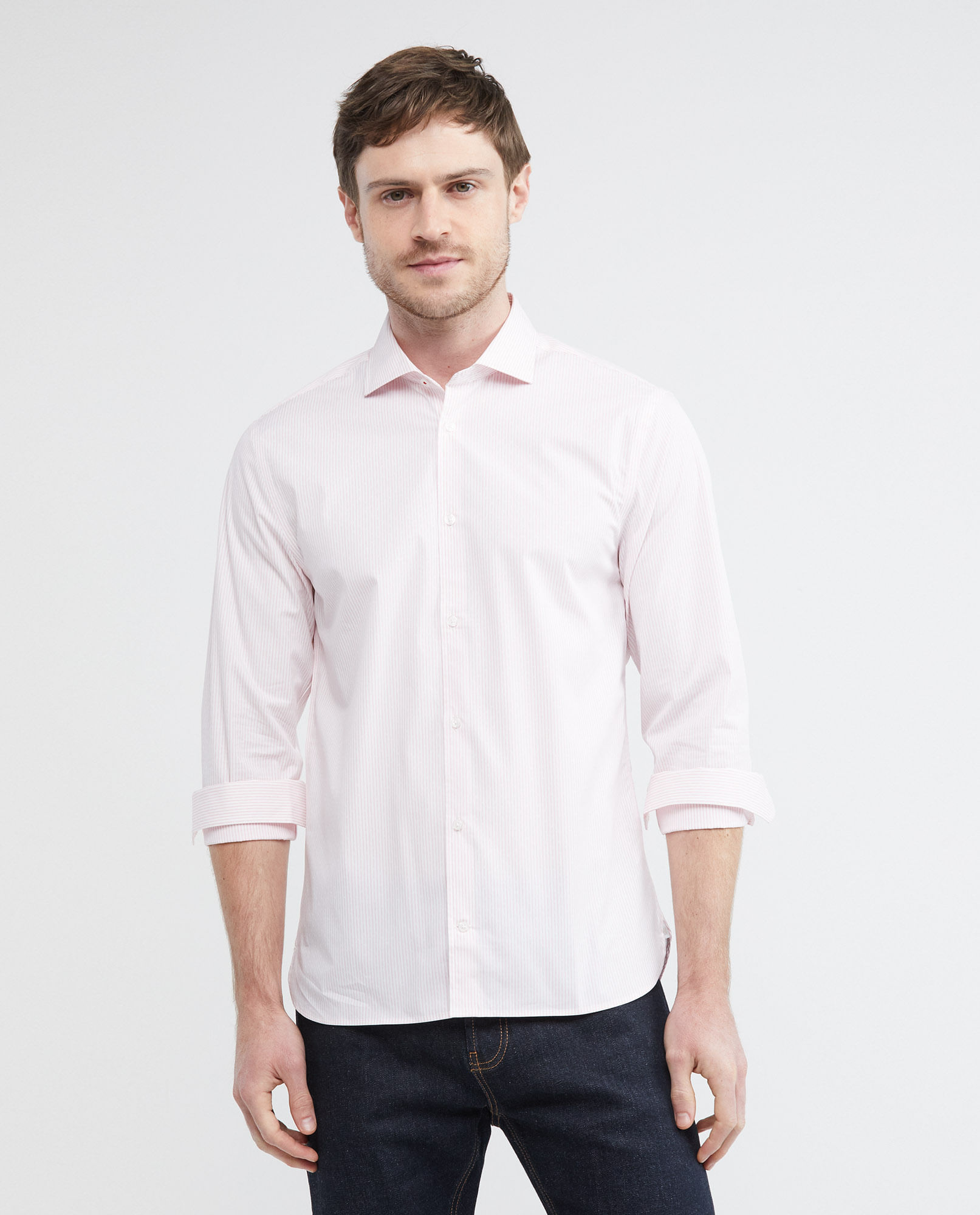 Camisa Premium de Hombre, Slim Fit Manga Larga - Mil Rayas Coolmax + Wrinkle Free