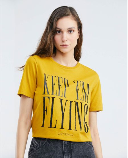 Camiseta Gráfica de Mujer, Manga Corta Cuello Redondo - Estampado Plastisol Mate y Caviar